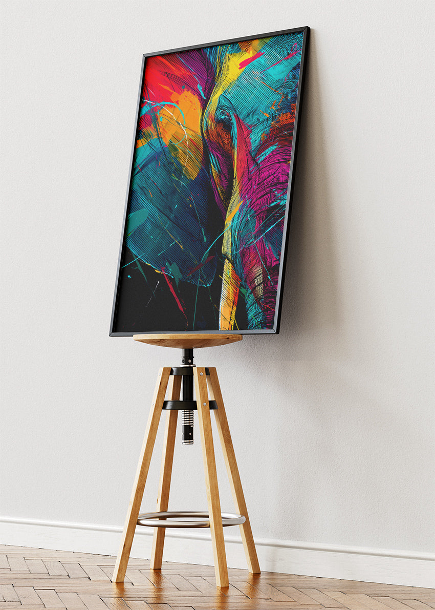 Abstract Elephant Canvas Print & Poster – Colorful Modern Animal Wall Art – AI PRINT LAB