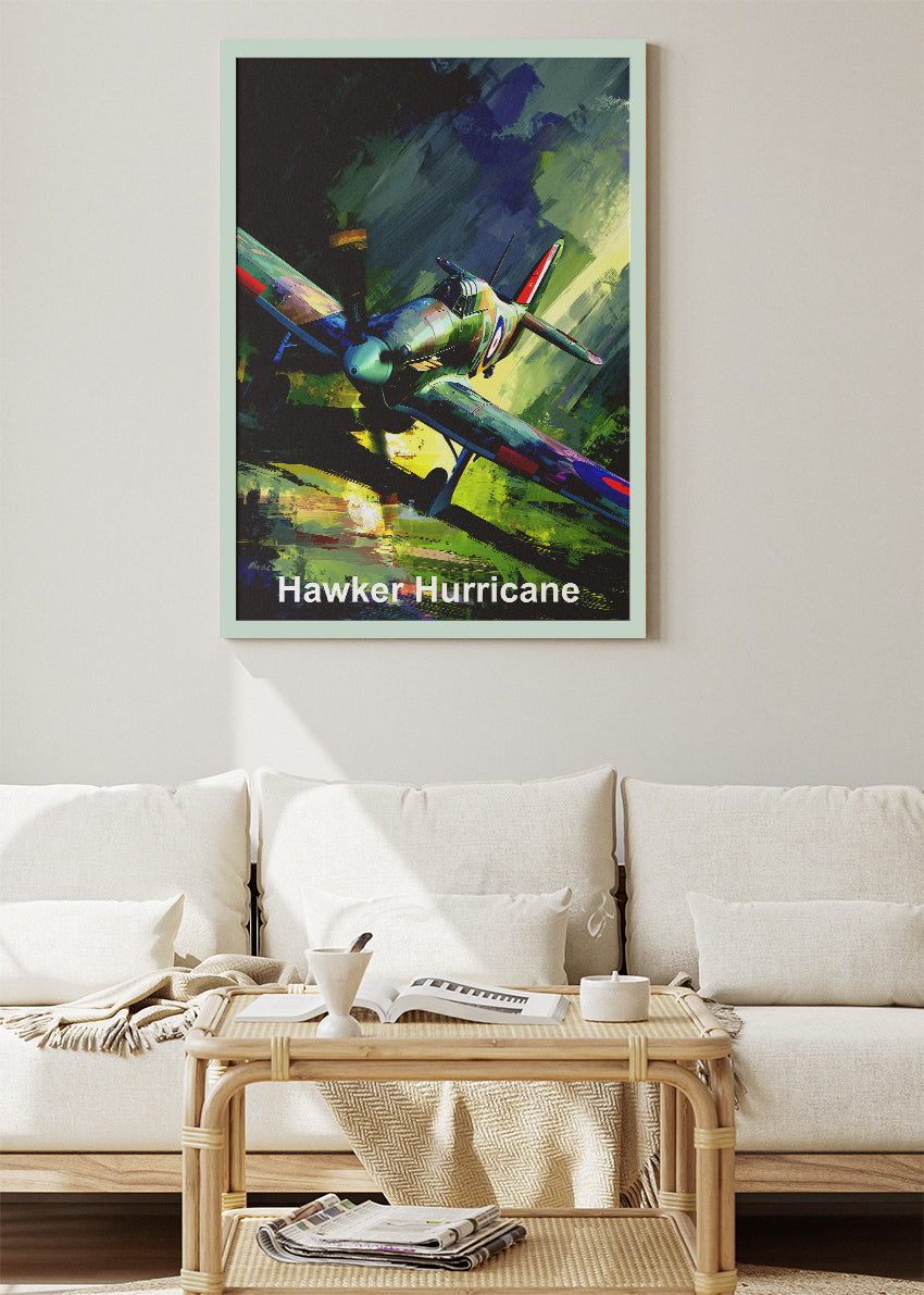 Hawker Hurricane Poster & Canvas Print – WWII Aircraft Illustration Wall Art