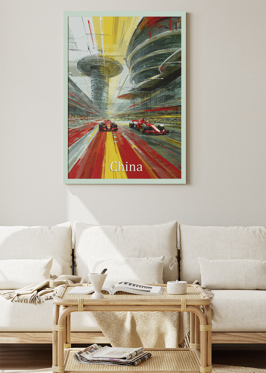 China Formula One Futuristic Circuit Poster & Canvas | Cinematic Motorsport Wall Art