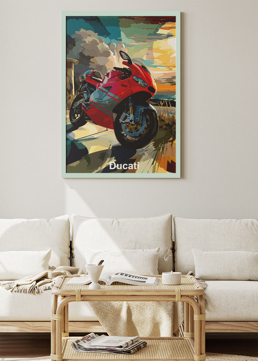 Ducati Superbike Scenic Motion Wall Art Poster & Canvas