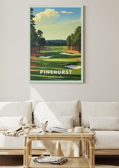 Pinehurst North Carolina Poster & Canvas Print – Illustrated Golf Course Wall Art