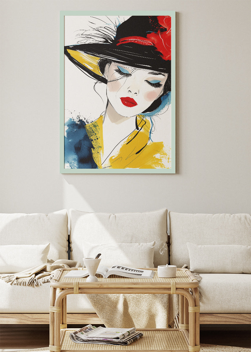 Chic Hat Muse Canvas & Poster Print – AI PRINT LAB