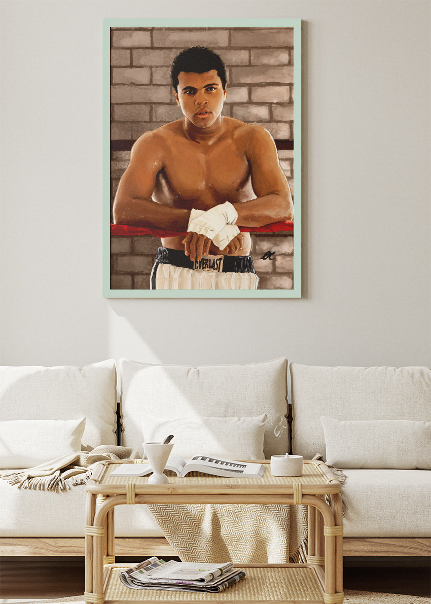 Muhammad Ali Boxing Legend Portrait Poster & Canvas Art Print – Iconic Strength Wall Art