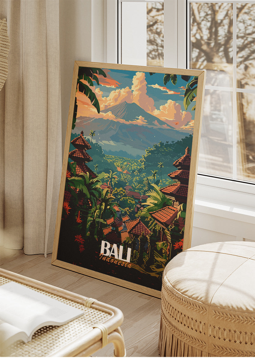 Bali Indonesia Jungle Temple Poster & Canvas Print – Tropical Landscape Travel Art