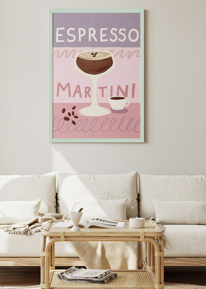 Espresso Martini Cocktail Art Poster & Canvas Print – Pastel Bar Wall Decor