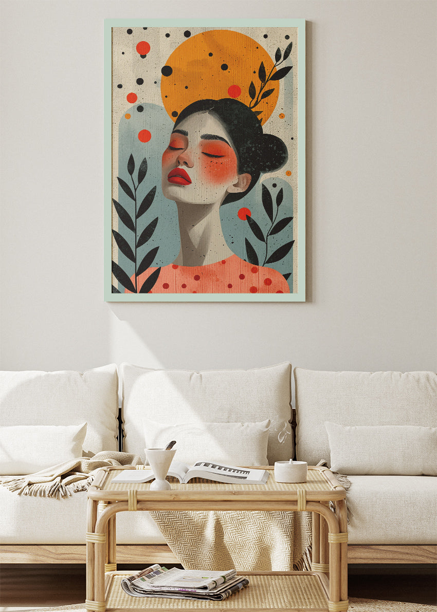 Modern Botanical Portrait Woman Canvas & Poster Print – AI PRINT LAB