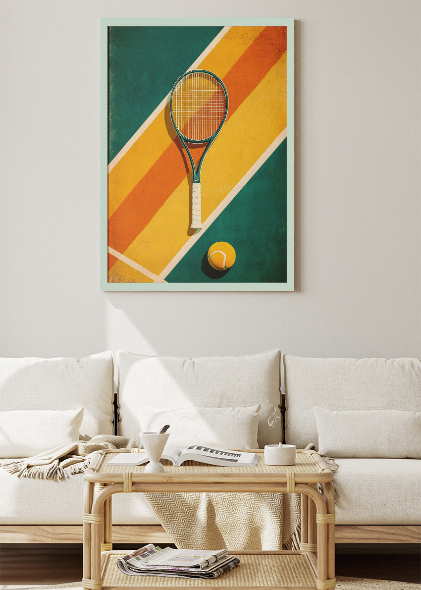 Vintage Tennis Racket Wall Art Poster & Canvas Print – Retro Sports Decor