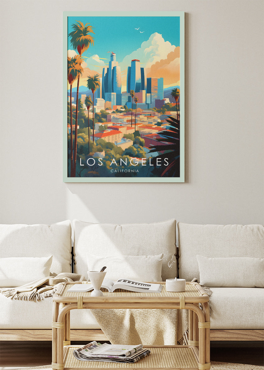 Los Angeles California Poster & Canvas Print – Colorful Skyline Wall Art