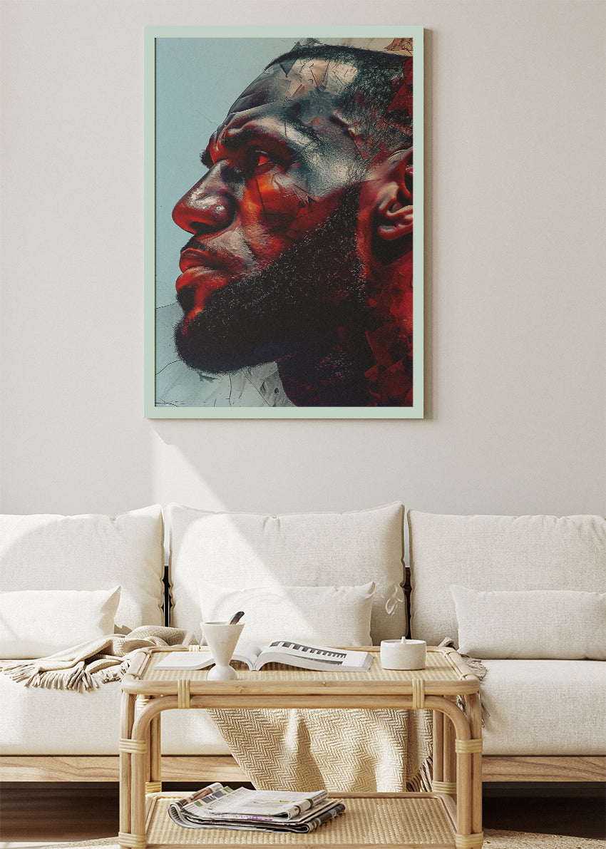 LeBron James Profile Art Print & Canvas – Powerful NBA Portrait Wall Art