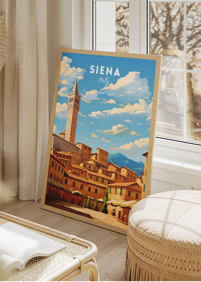 Siena Italy Poster & Canvas Print – Illustrated Tuscan Cityscape Art