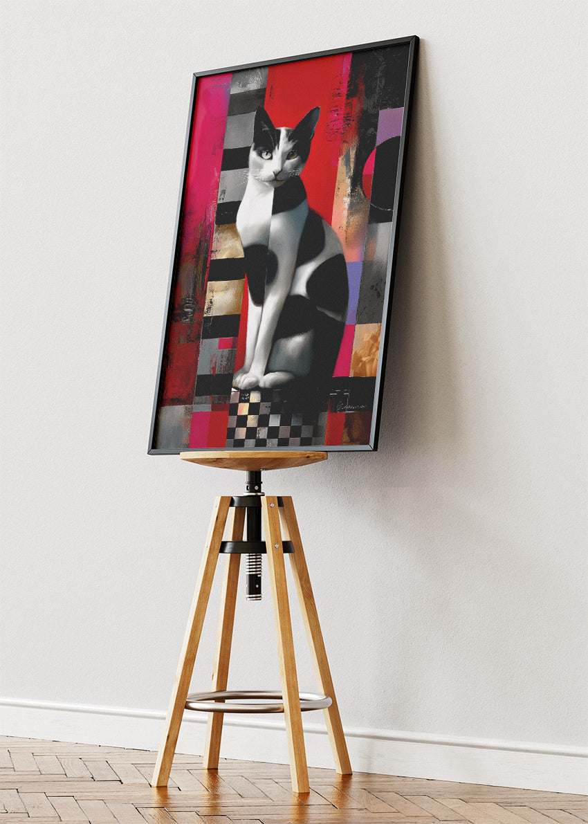 Abstract Cat Canvas Print & Poster – Modern Geometric Wall Art – Bold Contemporary Decor – AI PRINT LAB
