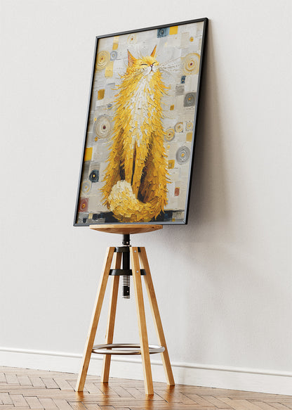 Golden Cat Canvas Print & Poster – Textured Abstract Animal Wall Art – Luxury Modern Decor – AI PRINT LAB