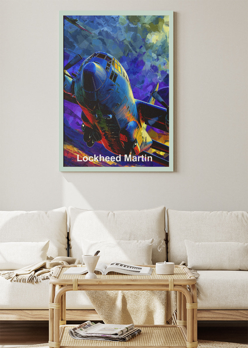 Lockheed Martin Aircraft Poster & Canvas Print – Vibrant Military Plane Illustration Wall Art