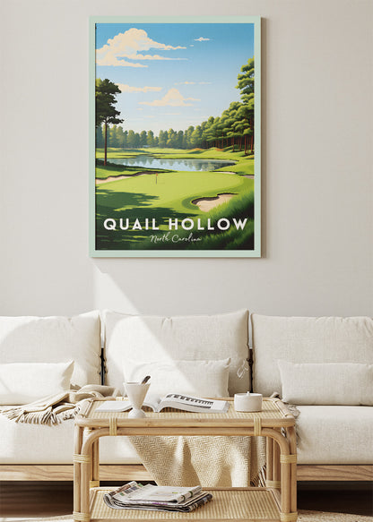Quail Hollow North Carolina Poster & Canvas Print – Illustrated Golf Course Wall Art