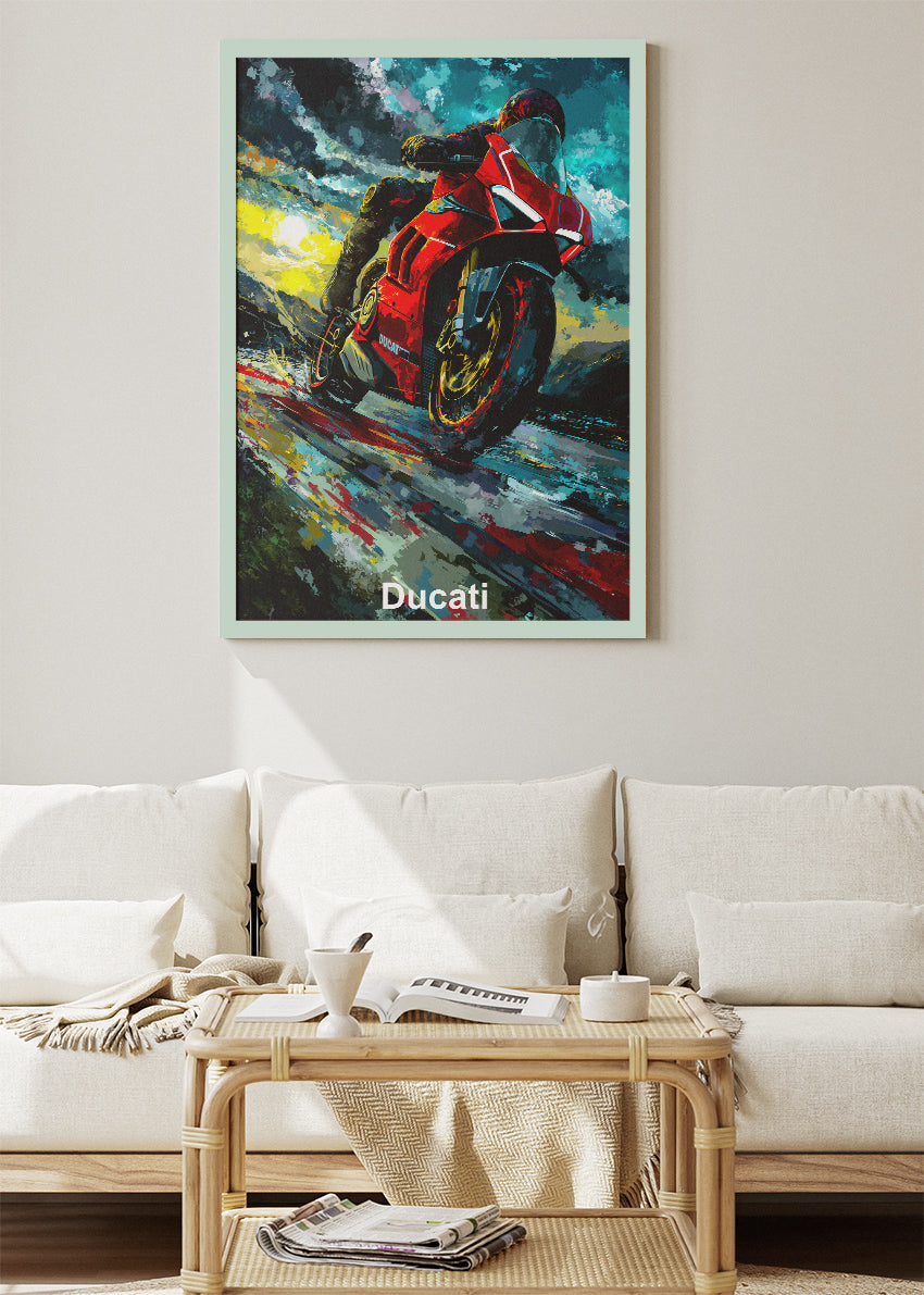 Ducati Superbike Storm Motion Wall Art Poster & Canvas