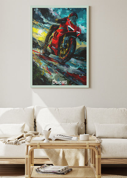Ducati Superbike Storm Motion Wall Art Poster & Canvas
