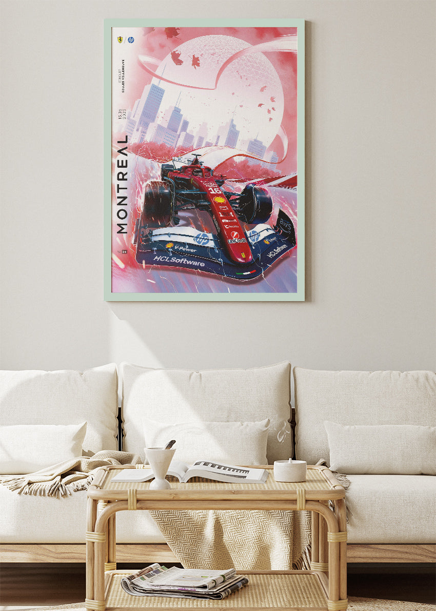 Montreal Formula 1 Race Poster Canvas Print – Ferrari F1 Car Wall Art – AI PRINT LAB
