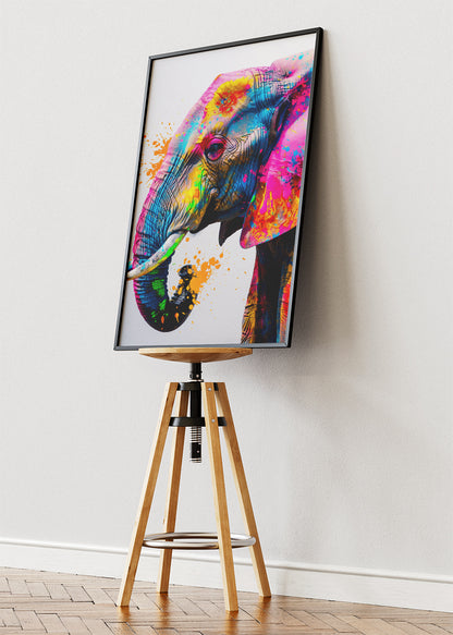 Colorful Elephant Poster & Canvas Print – Vibrant Splash Art Wildlife Illustration