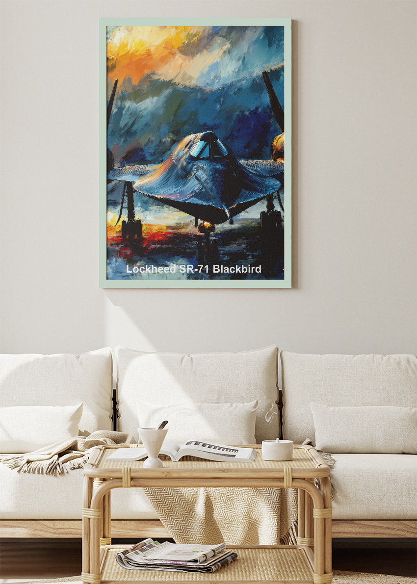 Lockheed SR-71 Blackbird Poster & Canvas Print – Illustrated Military Aircraft Wall Art