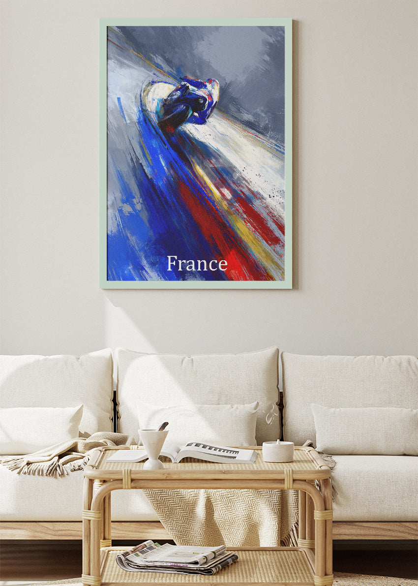 France Racing Motion Wall Art Poster & Canvas
