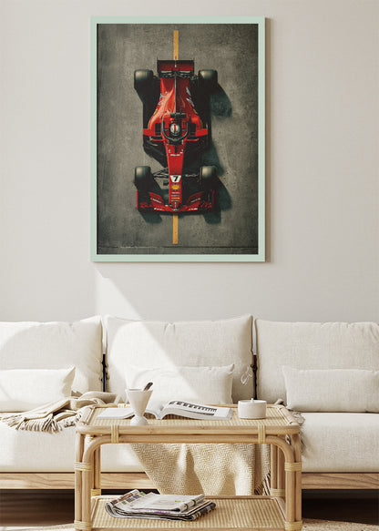Ferrari Formula 1 Minimal Poster Canvas Print – Top View F1 Car Wall Art – AI PRINT LAB