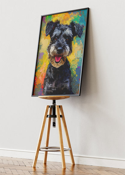 Colorful Schnauzer Dog Poster & Canvas Print – Vibrant Pet Portrait Art
