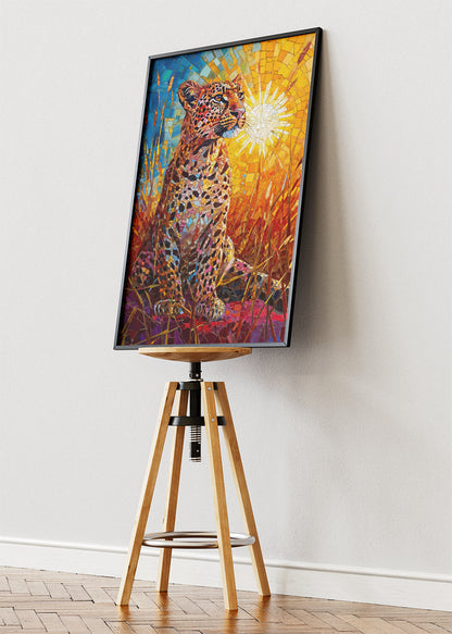Mosaic Leopard Art Poster & Canvas Print – Vibrant Safari Wildlife Wall Art