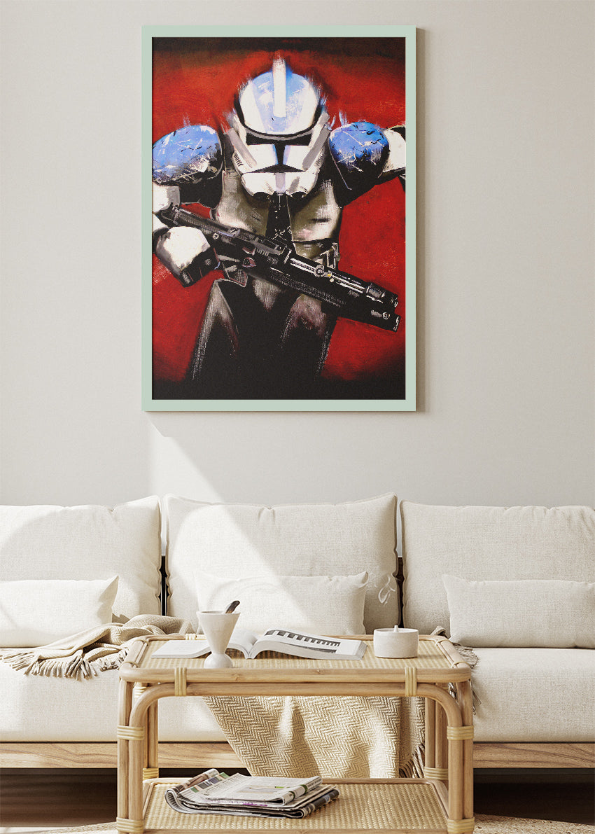 Clone Trooper – Red Battle Portrait Canvas & Poster Print – AI PRINT LAB