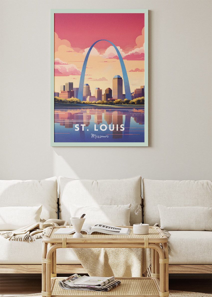 St. Louis Missouri Poster & Canvas Print – Gateway Arch Sunset Skyline Wall Art
