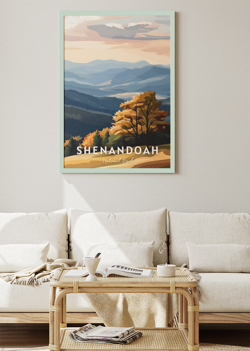 Shenandoah National Park Poster & Canvas Print – Illustrated Blue Ridge Mountains Wall Art