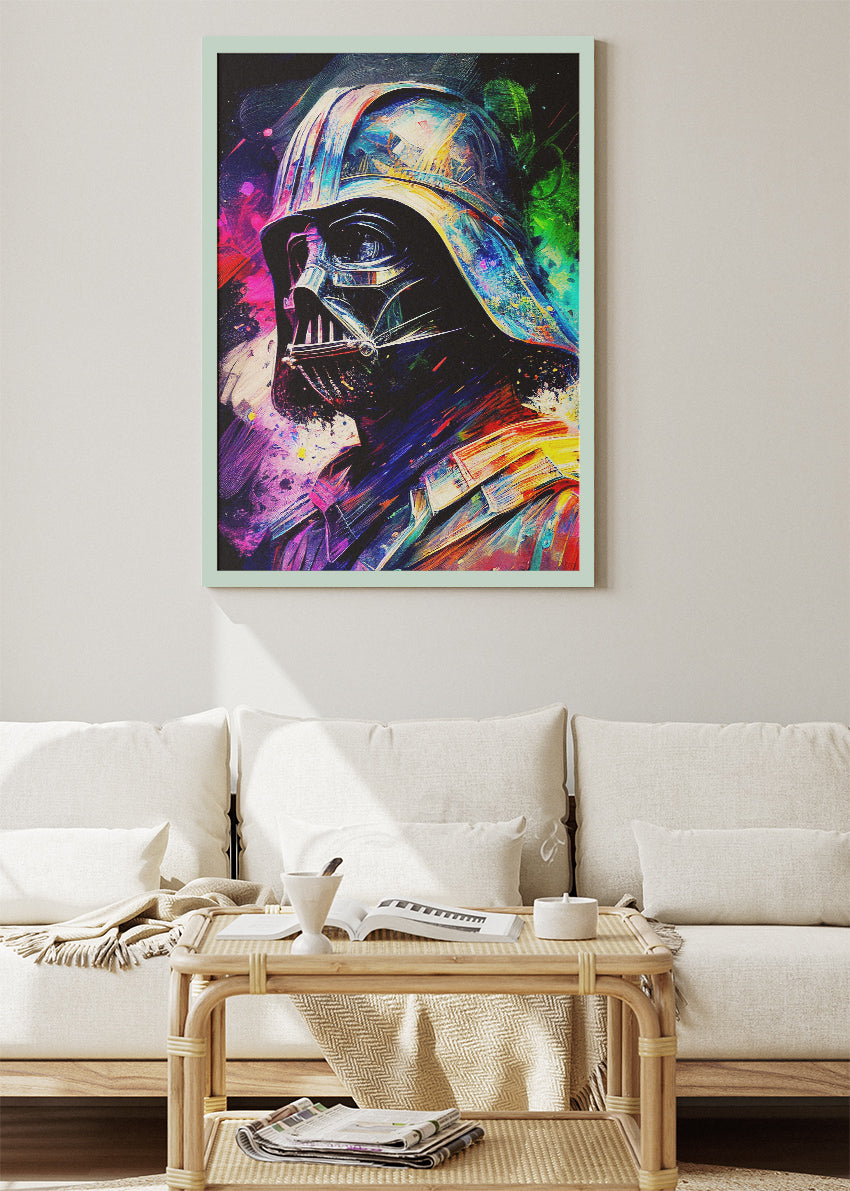 Darth Vader Dark Galactic Commander – Neon Pop Sci-Fi Canvas & Poster Print – AI PRINT LAB