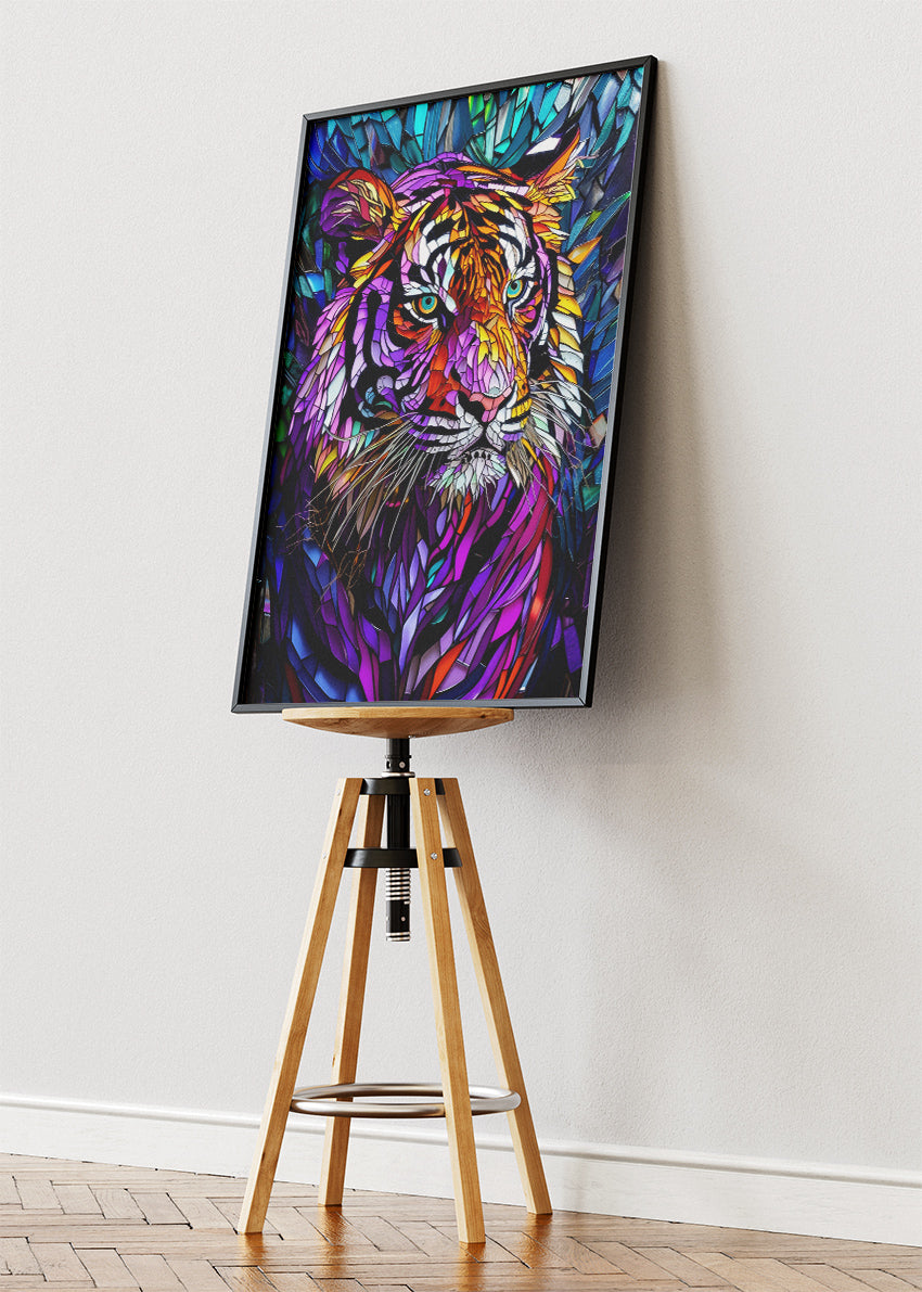 Colorful Mosaic Tiger Art Poster & Canvas Print – Vibrant Wildlife Wall Decor