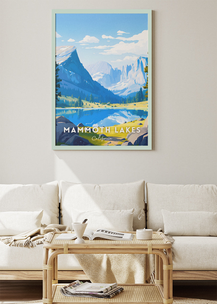 Mammoth Lakes California Poster & Canvas Print – Mountain Lake Landscape Illustration Wall Art