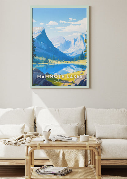 Mammoth Lakes California Poster & Canvas Print – Mountain Lake Landscape Illustration Wall Art