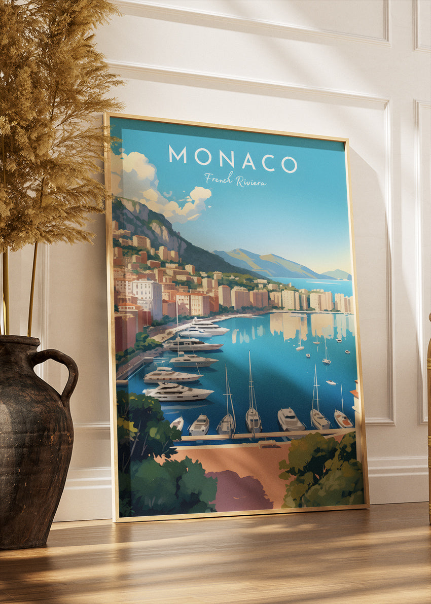Monaco French Riviera Poster & Canvas Print – Luxury Coastal Travel Art
