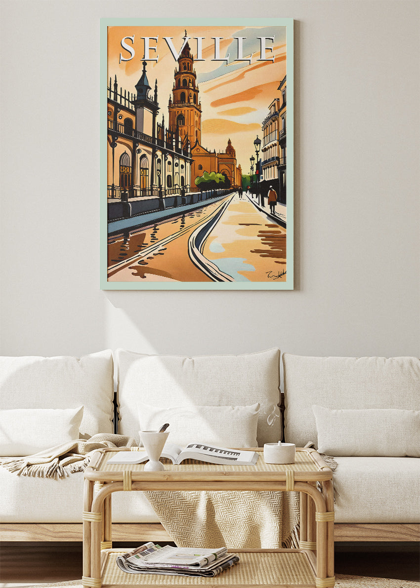 Seville Spain Poster & Canvas Print – Illustrated Andalusia Travel Art