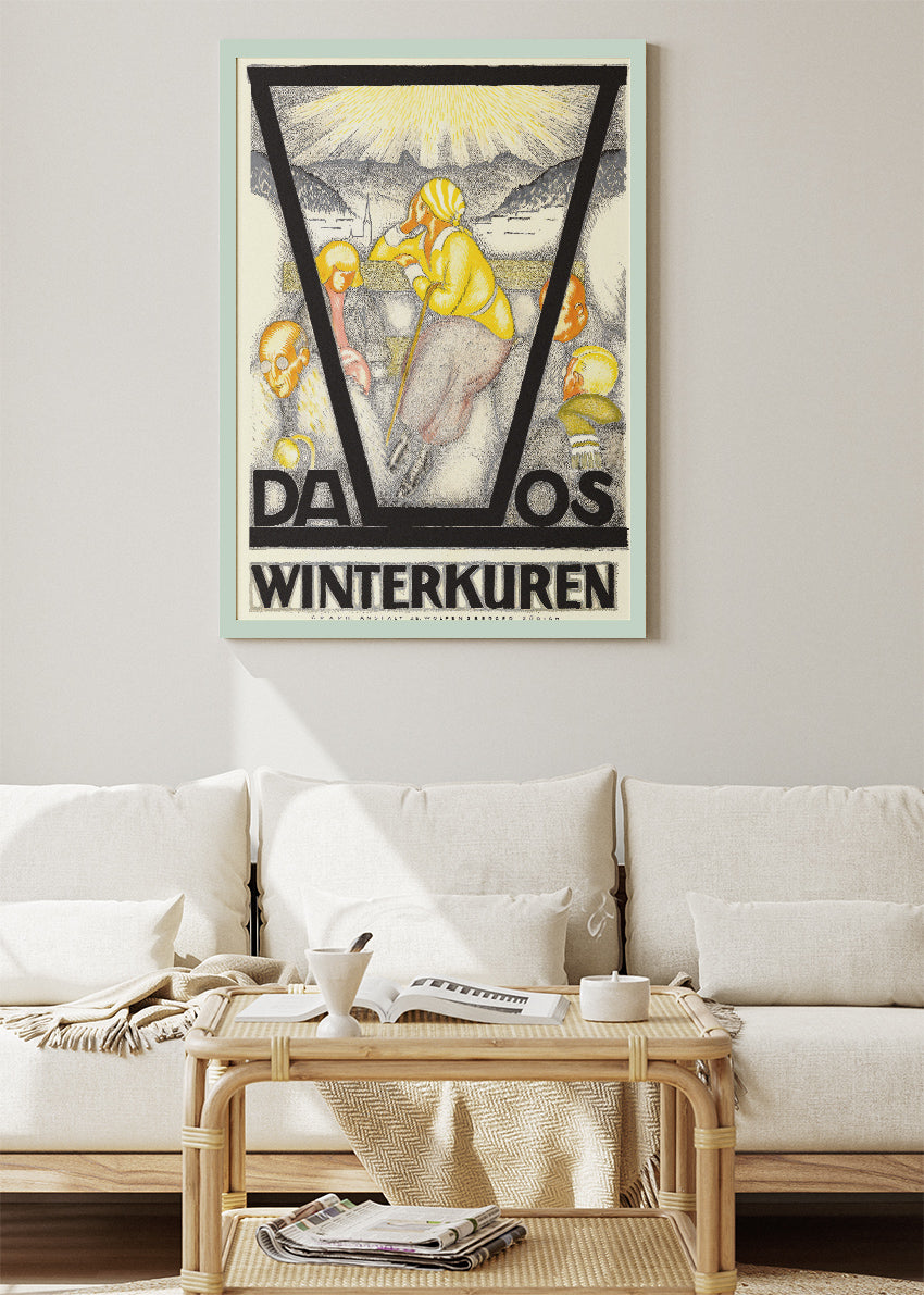 Davos Switzerland Poster & Canvas Print – Vintage Winter Sports Travel Art