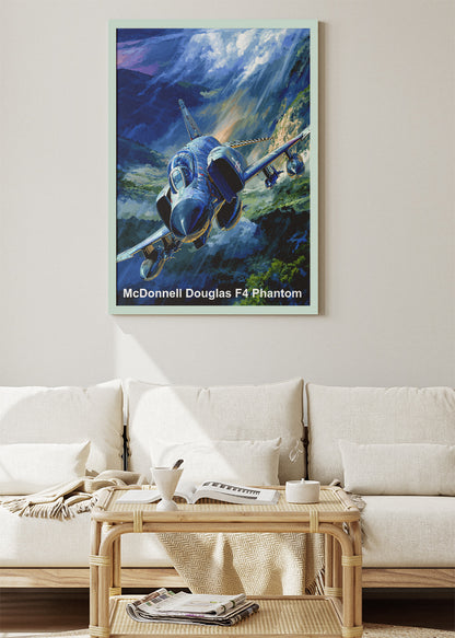 McDonnell Douglas F-4 Phantom Poster & Canvas Print – Illustrated Military Jet Wall Art