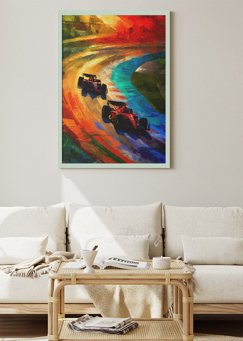 Formula 1 Color Motion Poster Canvas Print – Abstract Racing Wall Art – AI PRINT LAB