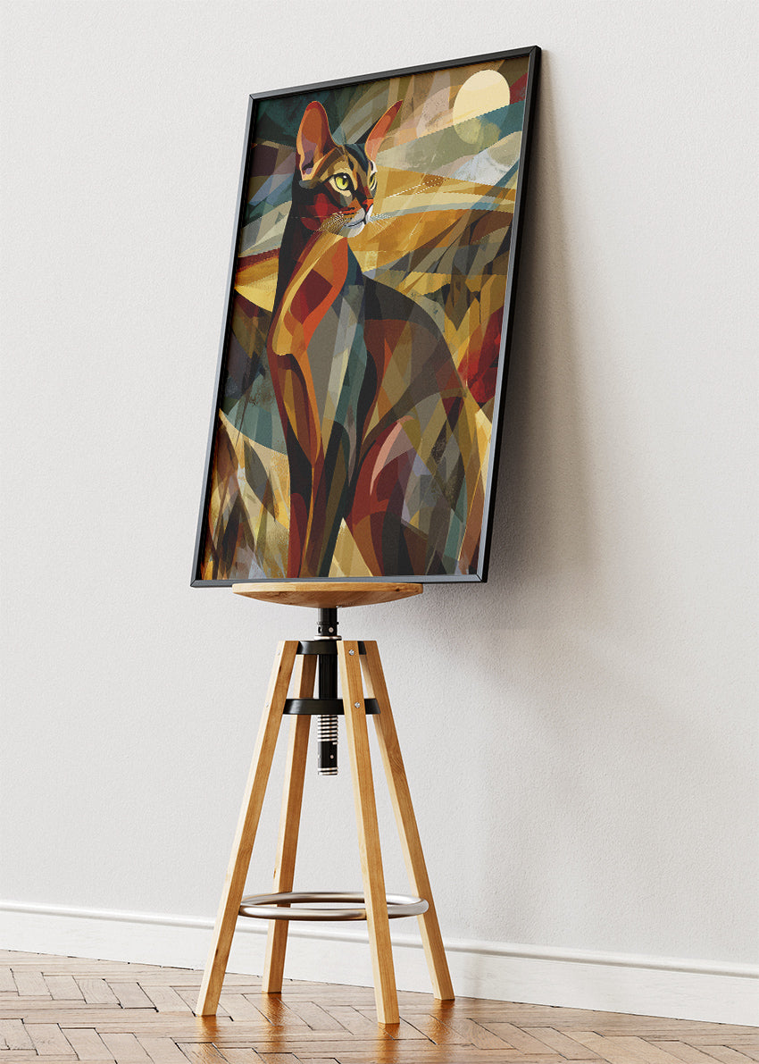Abstract Geometric Cat Art Poster & Canvas Print – Modern Feline Wall Decor