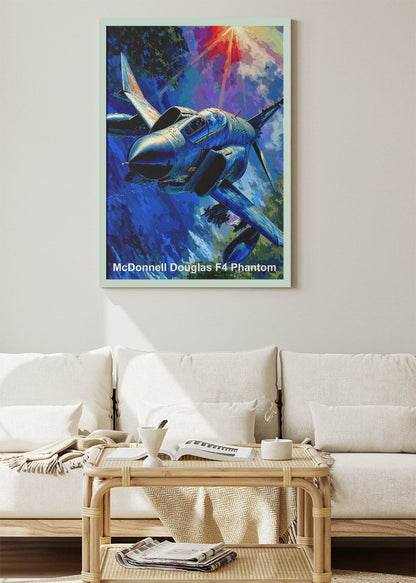 McDonnell Douglas F-4 Phantom Poster & Canvas Print – Illustrated Military Jet Wall Art