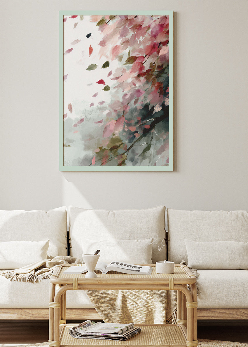 Blush Petal Breeze Wall Art – Soft Pink Impressionist Floral Canvas Print | Romantic Modern Poster