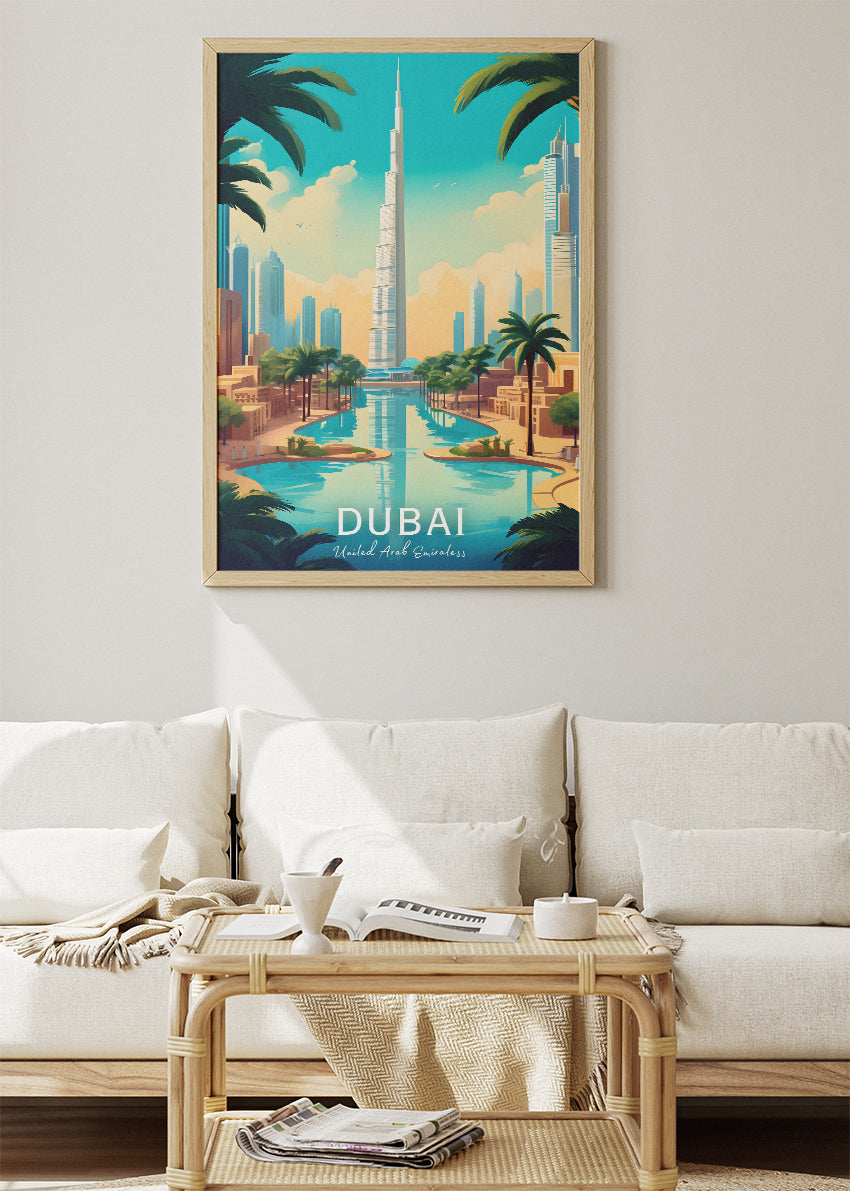 Dubai Burj Khalifa Skyline Poster & Canvas Print – Modern Cityscape Wall Art