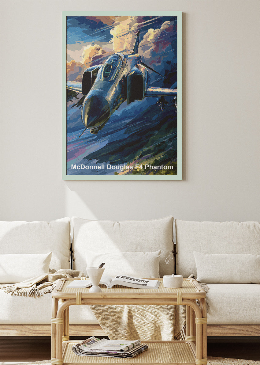 McDonnell Douglas F-4 Phantom Poster & Canvas Print – Illustrated Military Jet Wall Art