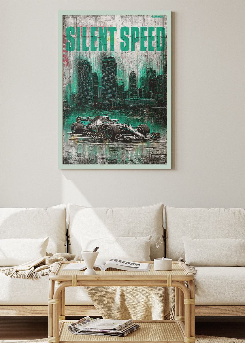 Silent Speed Formula 1 Poster Canvas Print – Modern Urban Racing Wall Art – AI PRINT LAB