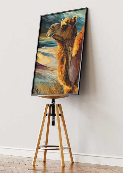 Desert Camel Poster & Canvas Print – Vintage Geometric Wildlife Art