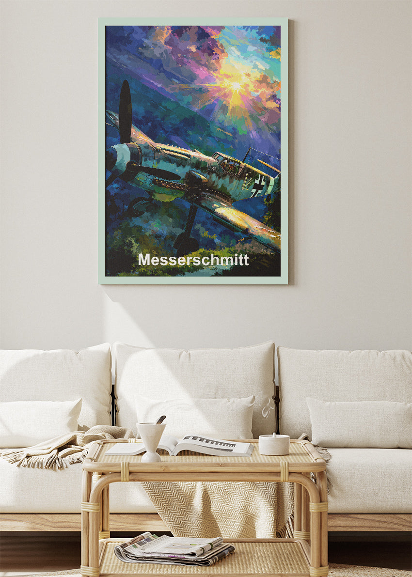 Messerschmitt BF 109 Poster & Canvas Print – Illustrated WWII Fighter Aircraft Wall Art