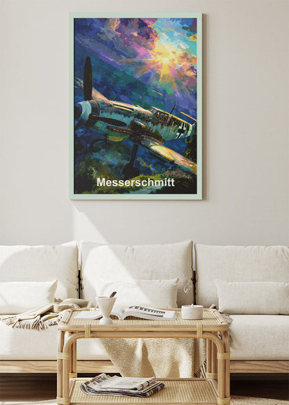 Messerschmitt BF 109 Poster & Canvas Print – Illustrated WWII Fighter Aircraft Wall Art