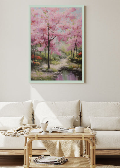 Spring Cherry Blossom Garden Landscape Canvas & Poster Print – AI PRINT LAB