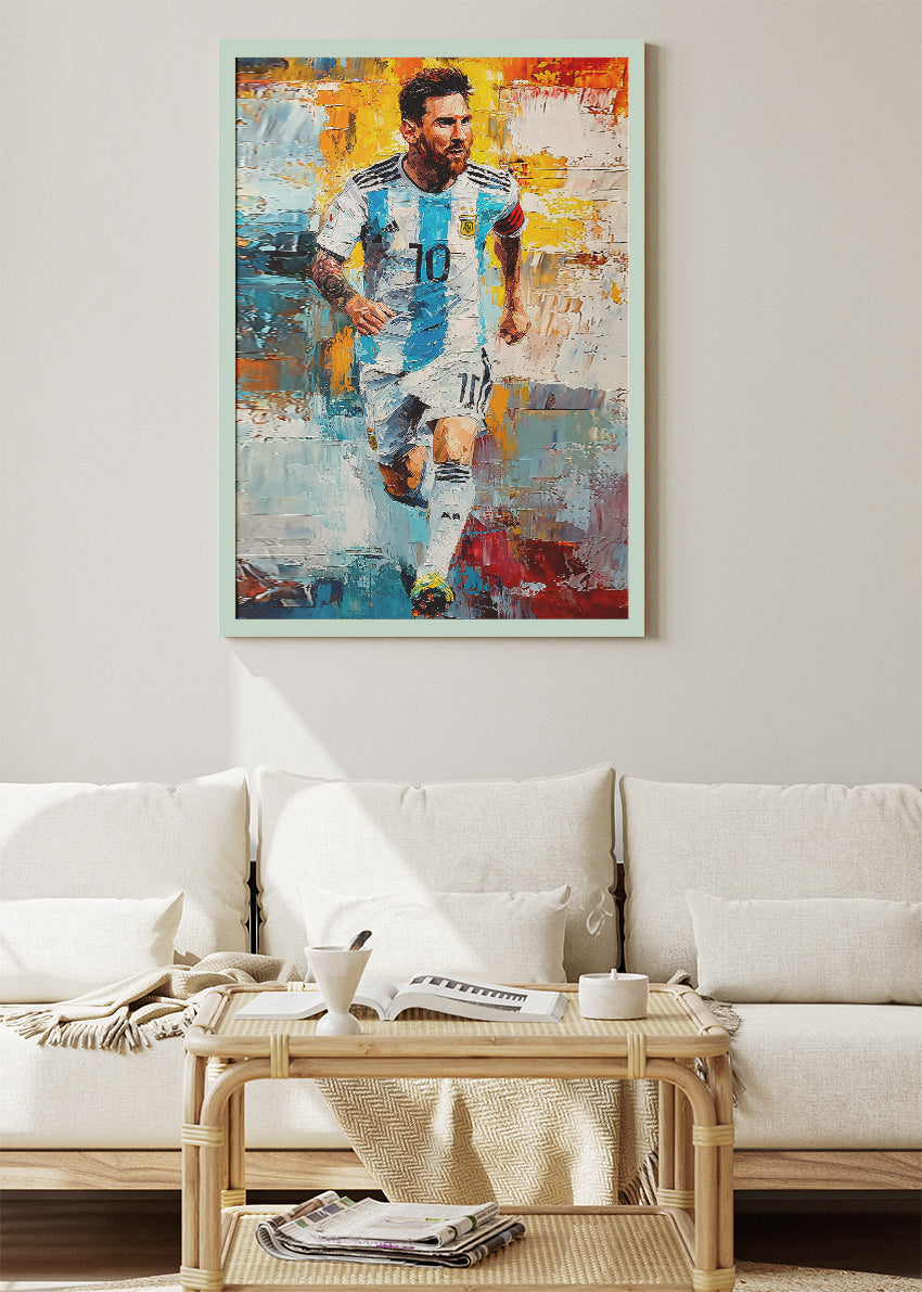 Lionel Messi Dynamic Action Wall Art | Expressive Football Art Poster & Canvas
